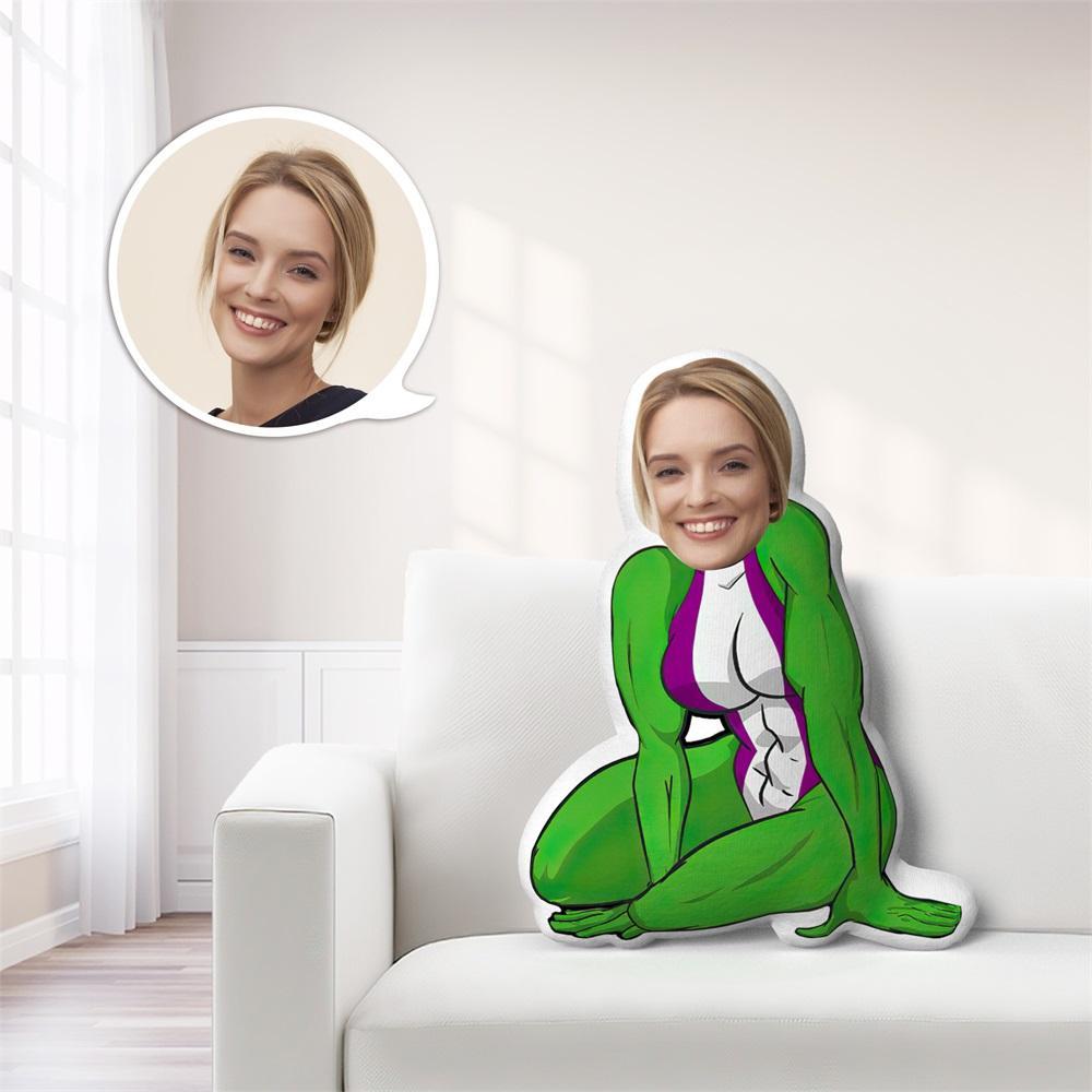 Oreiller Personnalisé Avec Visage, Poupée Minime Personnalisée Avec Visage, Oreiller Cadeau She-hulk - MaPhotocaleconFr