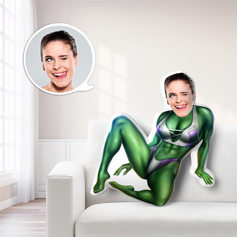 Coussin Visage Personnalisé Avec Photo Personnalisée, Poupée Minime, Coussin Visage Cadeau She-hulk - MaPhotocaleconFr