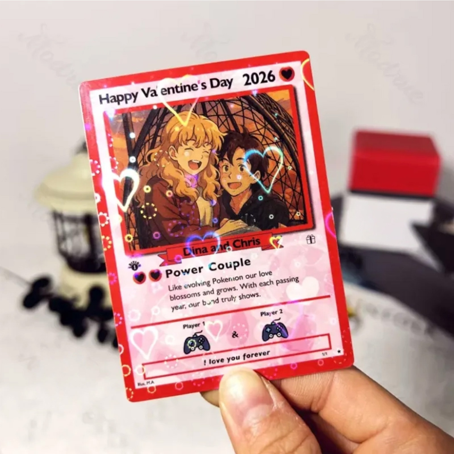 Carte De Saint-valentin Personnalisée Pour Couple, Carte D'anniversaire Personnalisée Avec Photo De Couple Style Anime, Cadeau Idéal Pour La Saint-valentin. - MaPhotocaleconFr