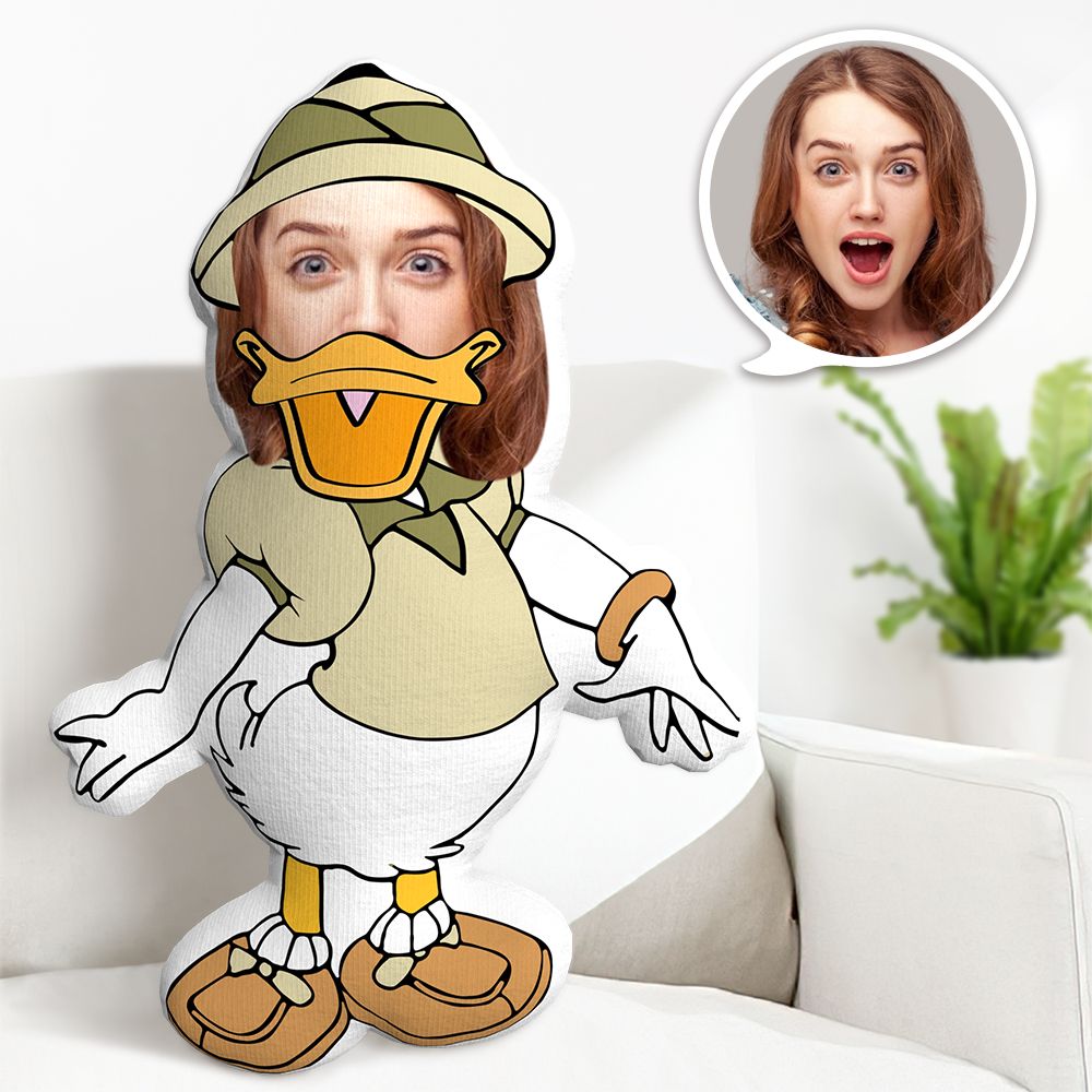 Coussin Décoratif Minime Avec Canard De Dessin Animé Personnalisé, Coussin Visage Personnalisé, Cadeaux Personnalisés - MaPhotocaleconFr