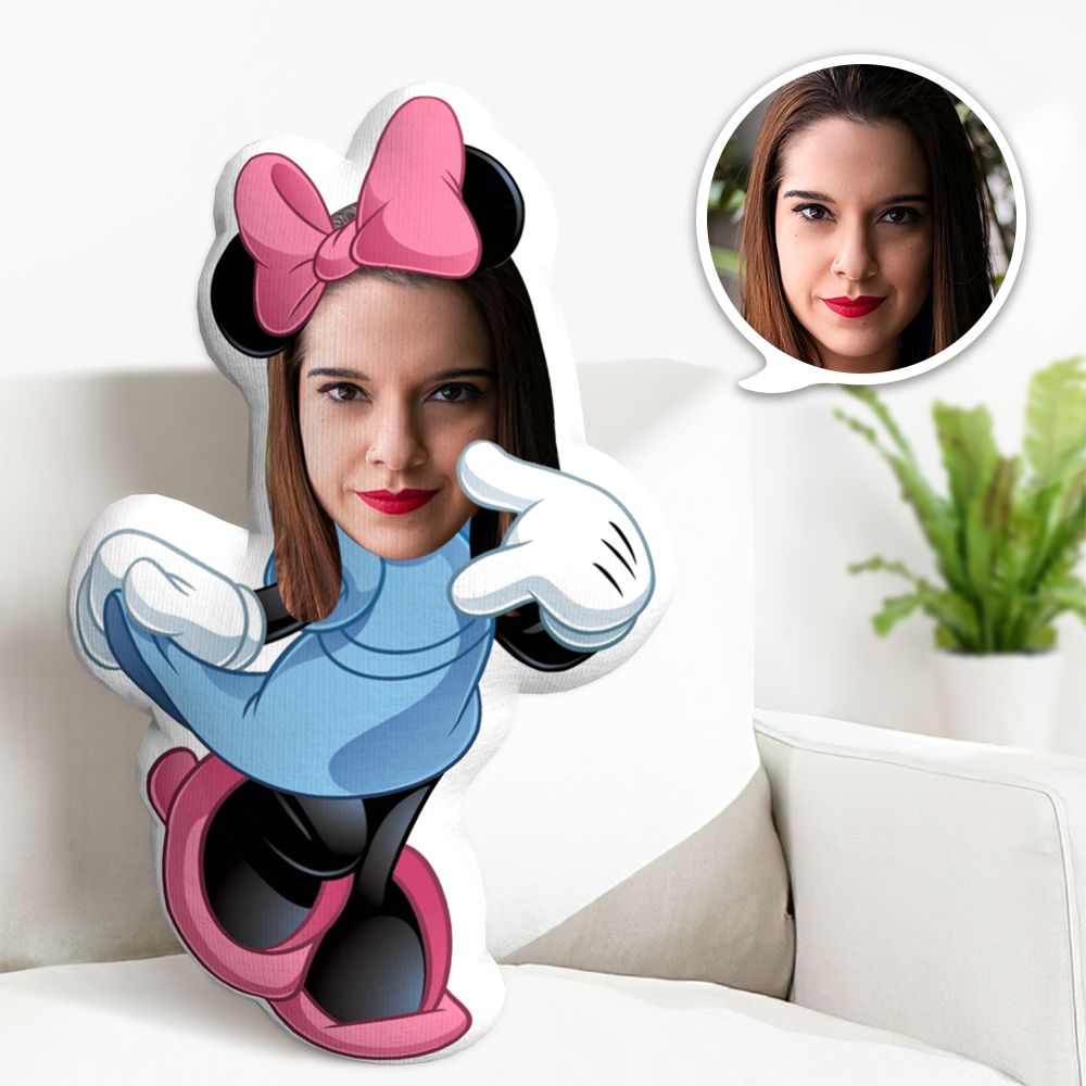 Coussin Décoratif Minime Souris De Dessin Animé Personnalisé - Coussin Décoratif Minime Avec Visage Personnalisé - Cadeaux Classiques Souris De Dessin Animé Pour Elle - MaPhotocaleconFr