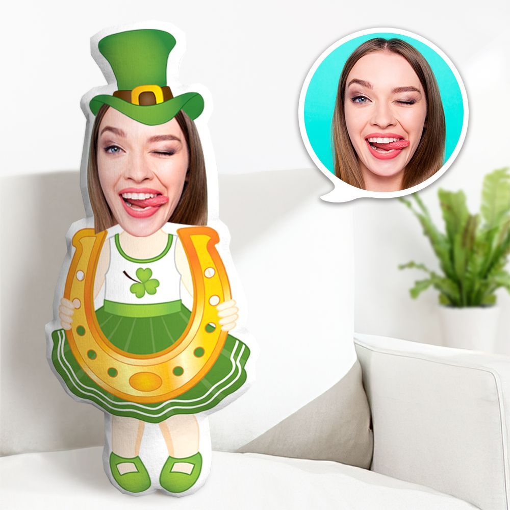 Coussin Décoratif Minime Pour La Saint-patrick, Coussin Visage Personnalisé, Cadeaux Porte-bonheur - MaPhotocaleconFr