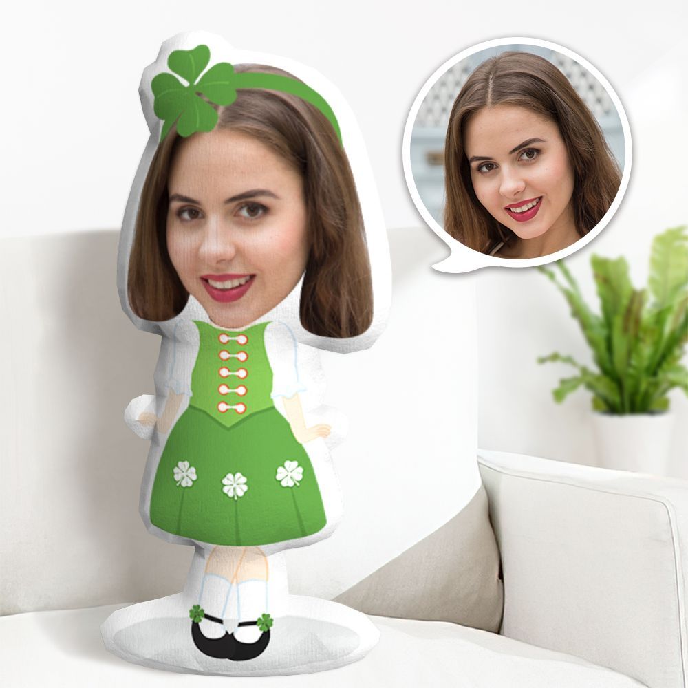 Coussin Décoratif Minime Personnalisé Avec Visage, Coussin Décoratif Minime Personnalisé Pour La Saint-patrick, Trèfle Porte-bonheur - MaPhotocaleconFr