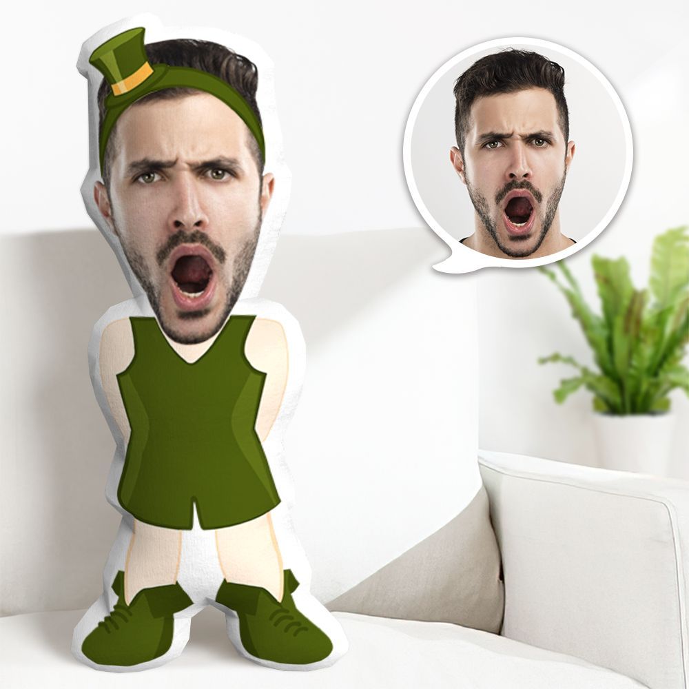 Coussin Décoratif Minime Personnalisé Avec Visage Personnalisé Pour La Saint-patrick, Cadeau Avec Chapeau Vert - MaPhotocaleconFr