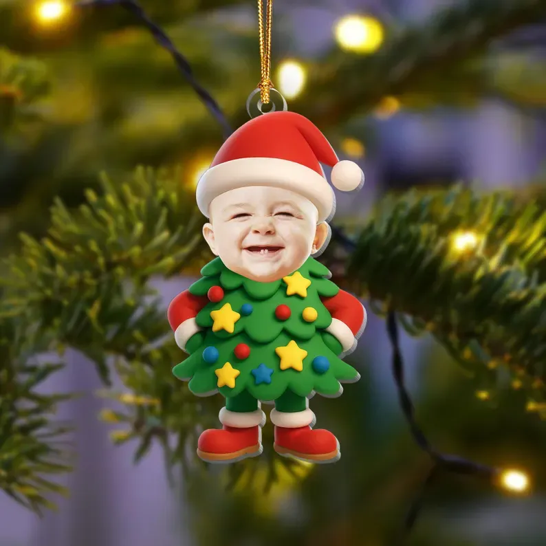 Décoration De Noël Personnalisée Pour Toute La Famille, Décoration Amusante Avec Visage Personnalisé, Décoration D'arbre De Noël, Cadeau De Noël Pour Les Familles - MaPhotocaleconFr