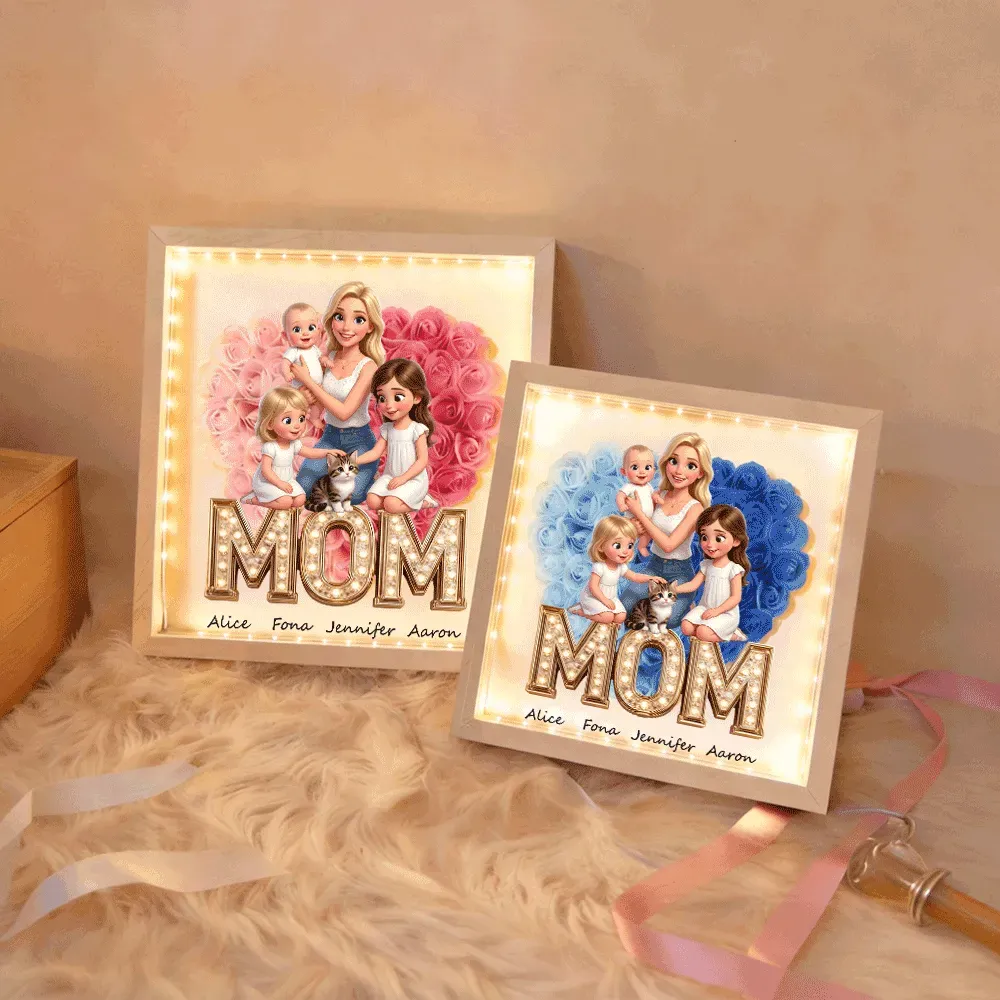 Boîte À Fleurs Personnalisée Avec Lumière, Photo Et Nom Personnalisés, Cadeau Pour Maman, Cadeau Pour La Fête Des Mères - MaPhotocaleconFr