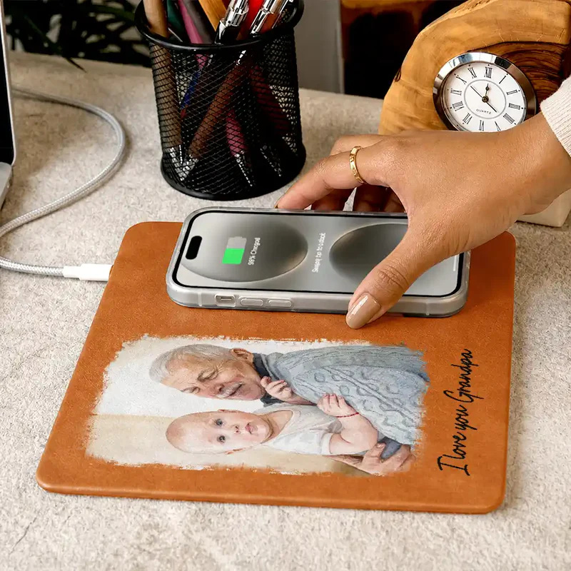 Peinture Aquarelle Photo Personnalisée Je T'aime Papa Grand-père Animal De Compagnie Papa - Tapis De Chargement En Cuir Personnalisé