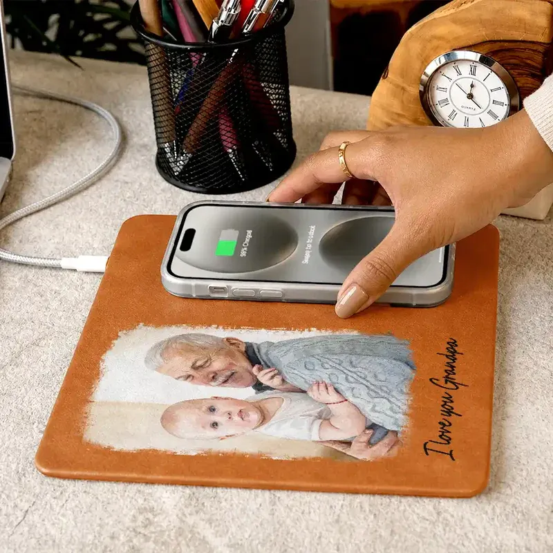 Peinture Aquarelle Photo Personnalisée Je T'aime Papa Grand-père Animal De Compagnie Papa - Tapis De Chargement En Cuir Personnalisé