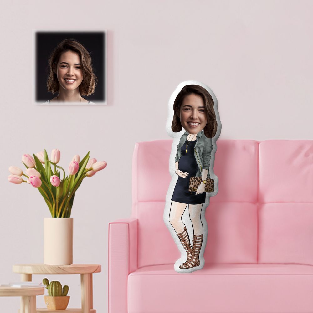 Coussin Décoratif Minime Personnalisé Avec Visage - Cadeau Pour La Fête Des Mères - Premier Cadeau Pour La Fête Des Mères - MaPhotocaleconFr
