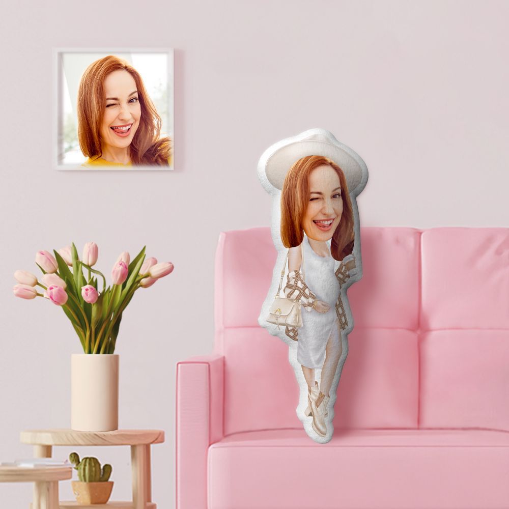 Coussin Décoratif Minime Personnalisé Avec Visage - Coussin Décoratif Minime Personnalisé Pour La Fête Des Mères - Cadeaux Minime Amusants - MaPhotocaleconFr
