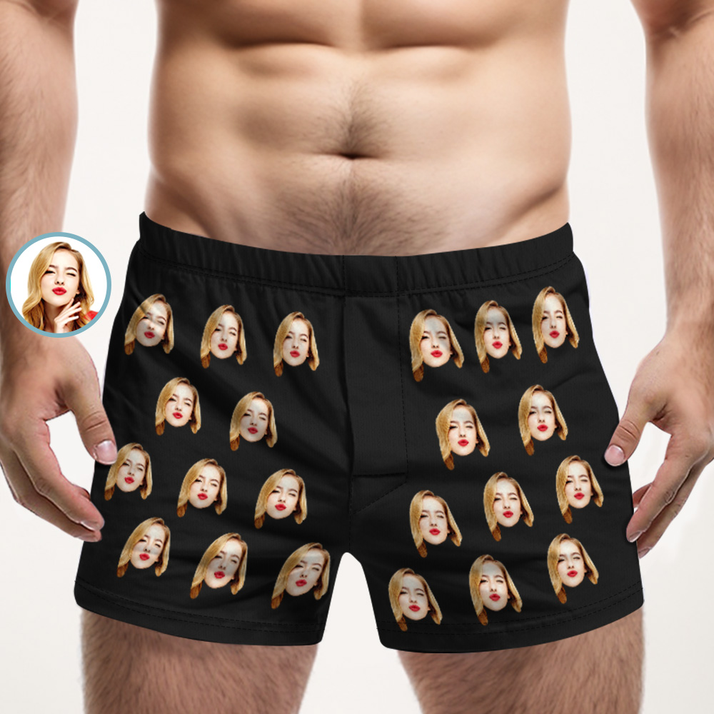 Boxer Multicolore Personnalisé Avec Visage De Petite Amie, Sous-vêtements Photo Personnalisés, Cadeau Pour Lui