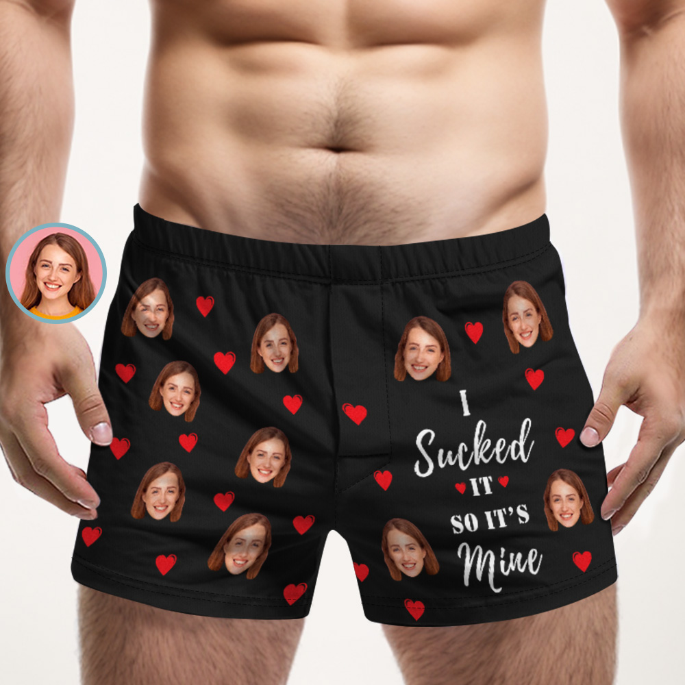 Boxer Multicolore Visage Personnalisé, Je L'ai Sucé Donc C'est À Moi, Sous-vêtements Photo Personnalisés, Cadeau Pour Lui