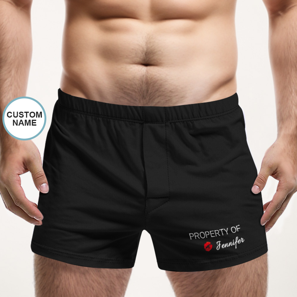 Boxer Multicolore Avec Nom Personnalisé, Propriété De Vous, Sous-vêtements Avec Photo Personnalisé, Cadeau Pour Lui