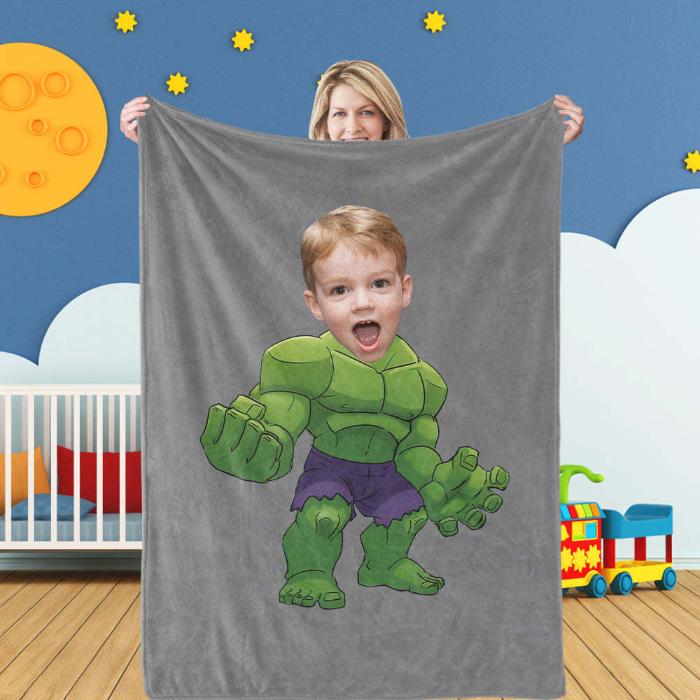 Cadeaux Pour Fils Couvertures Hulk Couverture Photo Personnalisée Couverture Visage Personnalisée - MaPhotocaleconFr