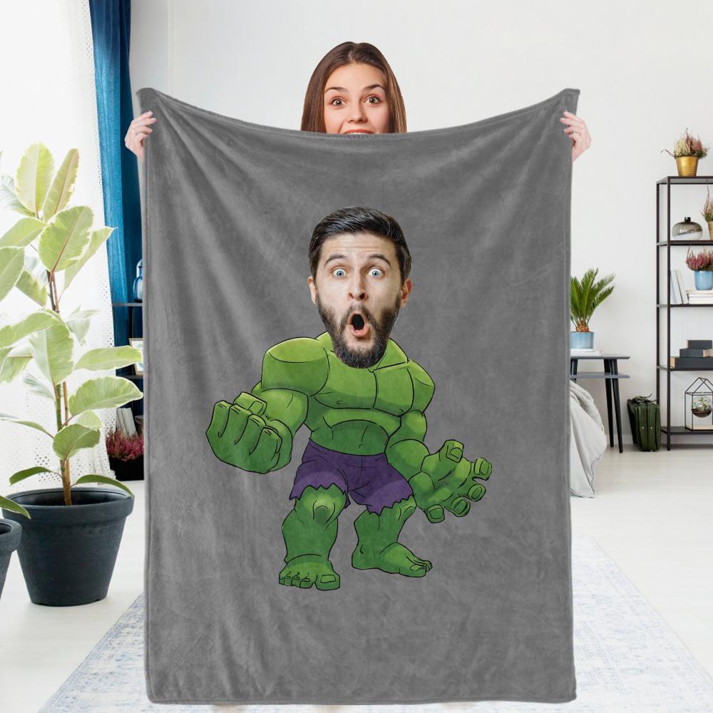 Couverture Minime Personnalisée Pour Noël, Couverture Pour Fille, Cadeaux Hulk Uniques, Cadeaux Photo Personnalisés, Cadeaux Uniques Et Personnalisés - MaPhotocaleconFr