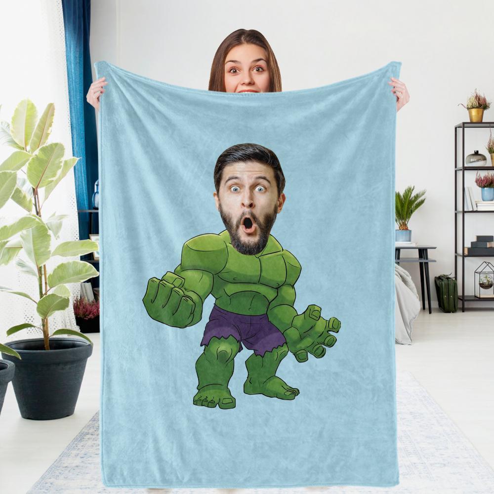 Couverture Minime Personnalisée Pour Noël, Couverture Pour Fille, Cadeaux Hulk Uniques, Cadeaux Photo Personnalisés, Cadeaux Uniques Et Personnalisés - MaPhotocaleconFr