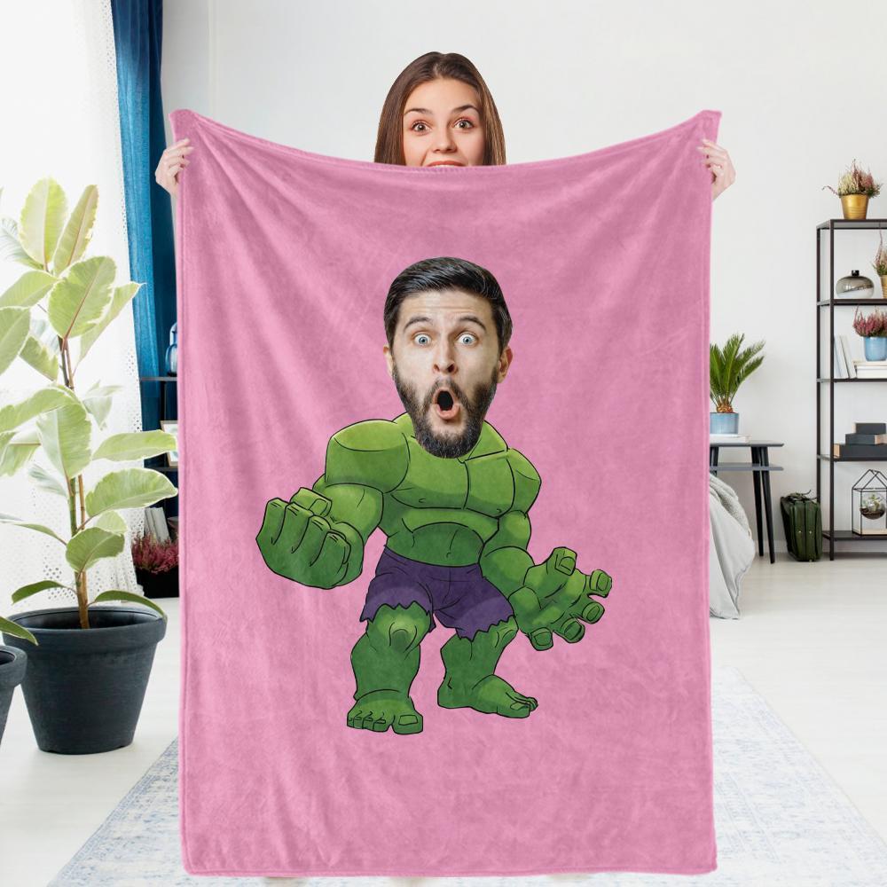 Couverture Minime Personnalisée Pour Noël, Couverture Pour Fille, Cadeaux Hulk Uniques, Cadeaux Photo Personnalisés, Cadeaux Uniques Et Personnalisés - MaPhotocaleconFr