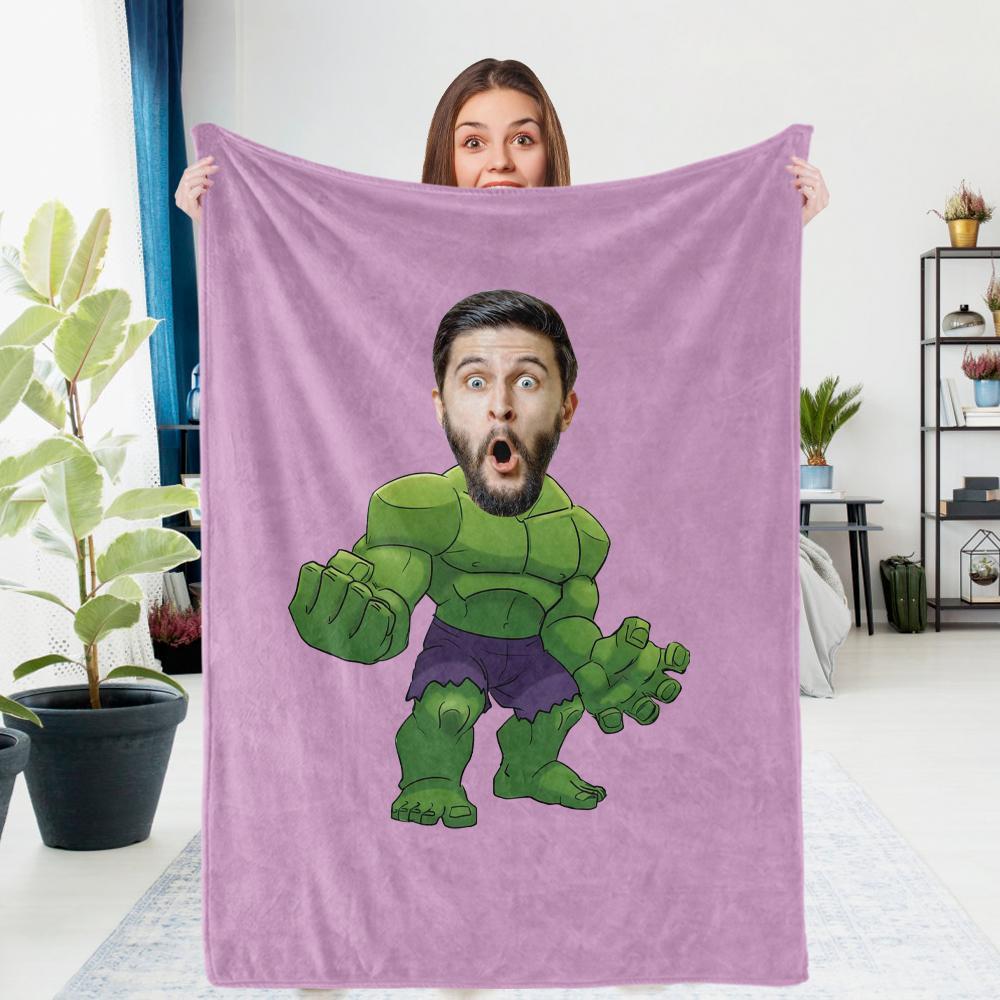 Couverture Minime Personnalisée Pour Noël, Couverture Pour Fille, Cadeaux Hulk Uniques, Cadeaux Photo Personnalisés, Cadeaux Uniques Et Personnalisés - MaPhotocaleconFr