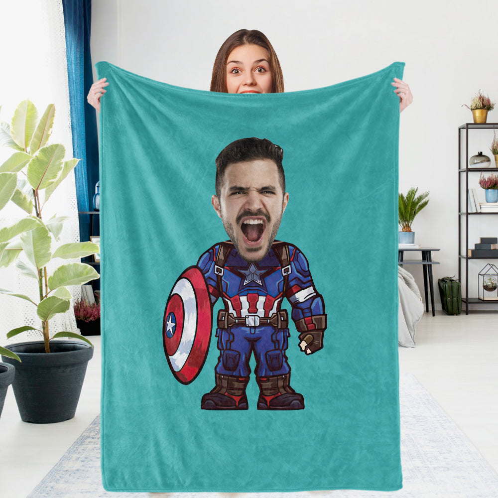 Couverture Photo Personnalisée, Cadeau Photo Personnalisé Captain America, Cadeau Unique Et Personnalisé - MaPhotocaleconFr