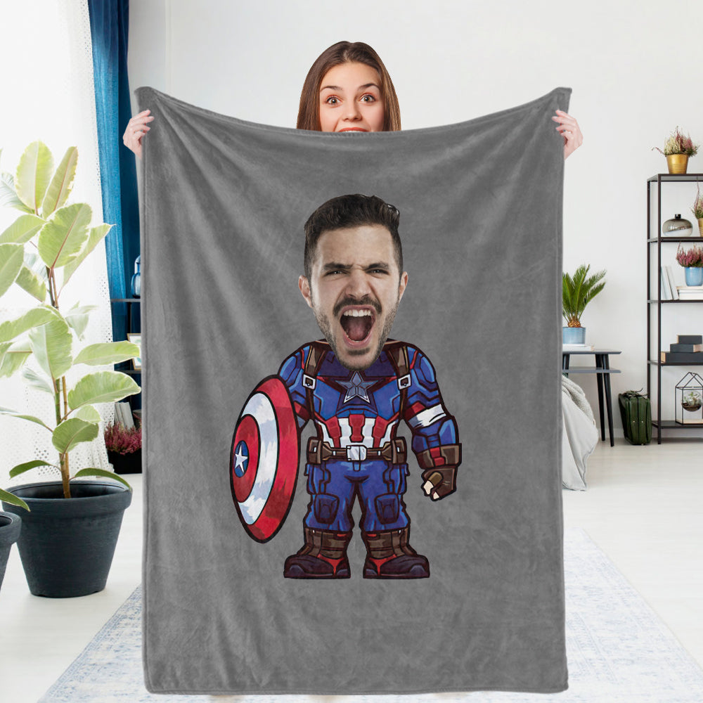 Couverture Photo Personnalisée, Cadeau Photo Personnalisé Captain America, Cadeau Unique Et Personnalisé - MaPhotocaleconFr