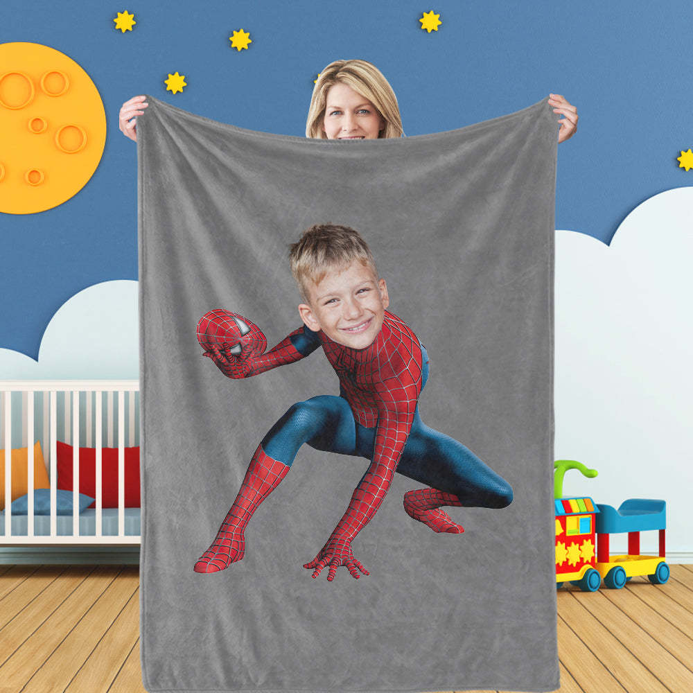 Cadeaux Pour Fils : Couvertures Spiderman Personnalisées, Couvertures Avec Visage Personnalisé, Couvertures Photo - MaPhotocaleconFr