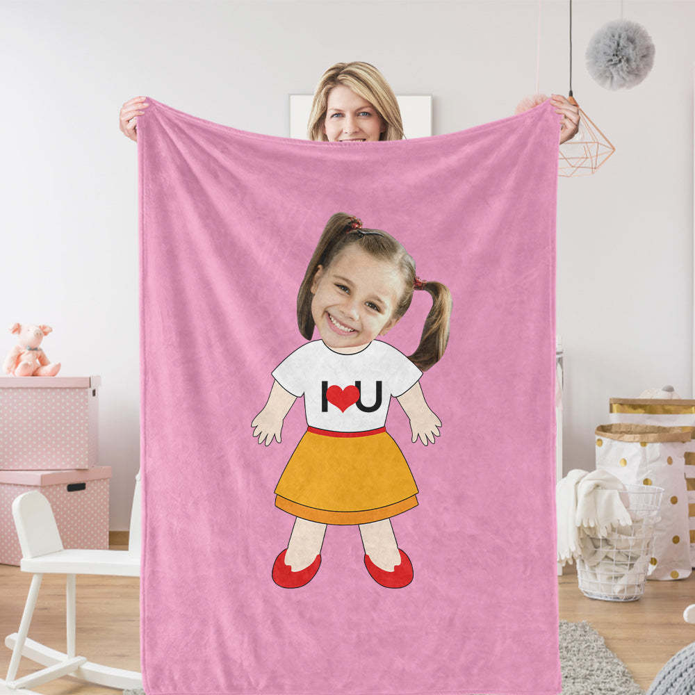 Couvertures Photo Pour Enfants Surprise Pour La Famille Couvertures Personnalisées Pour Le Visage Couverture Photo Personnalisée - I Love U - MaPhotocaleconFr