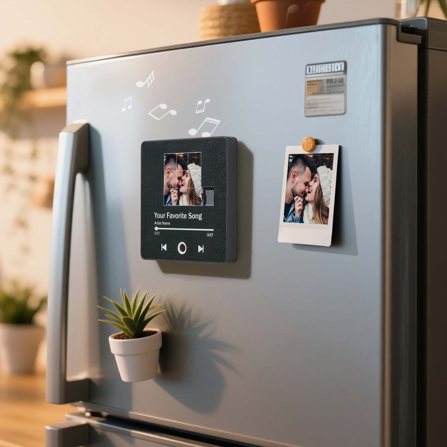 Aimant De Réfrigérateur Musical Puzzle Coulissant Personnalisé, Photo Et Chanson Personnalisées, Cadeau De Noël Idéal Pour Un Couple, La Famille Ou Un Ami - MaPhotocaleconFr