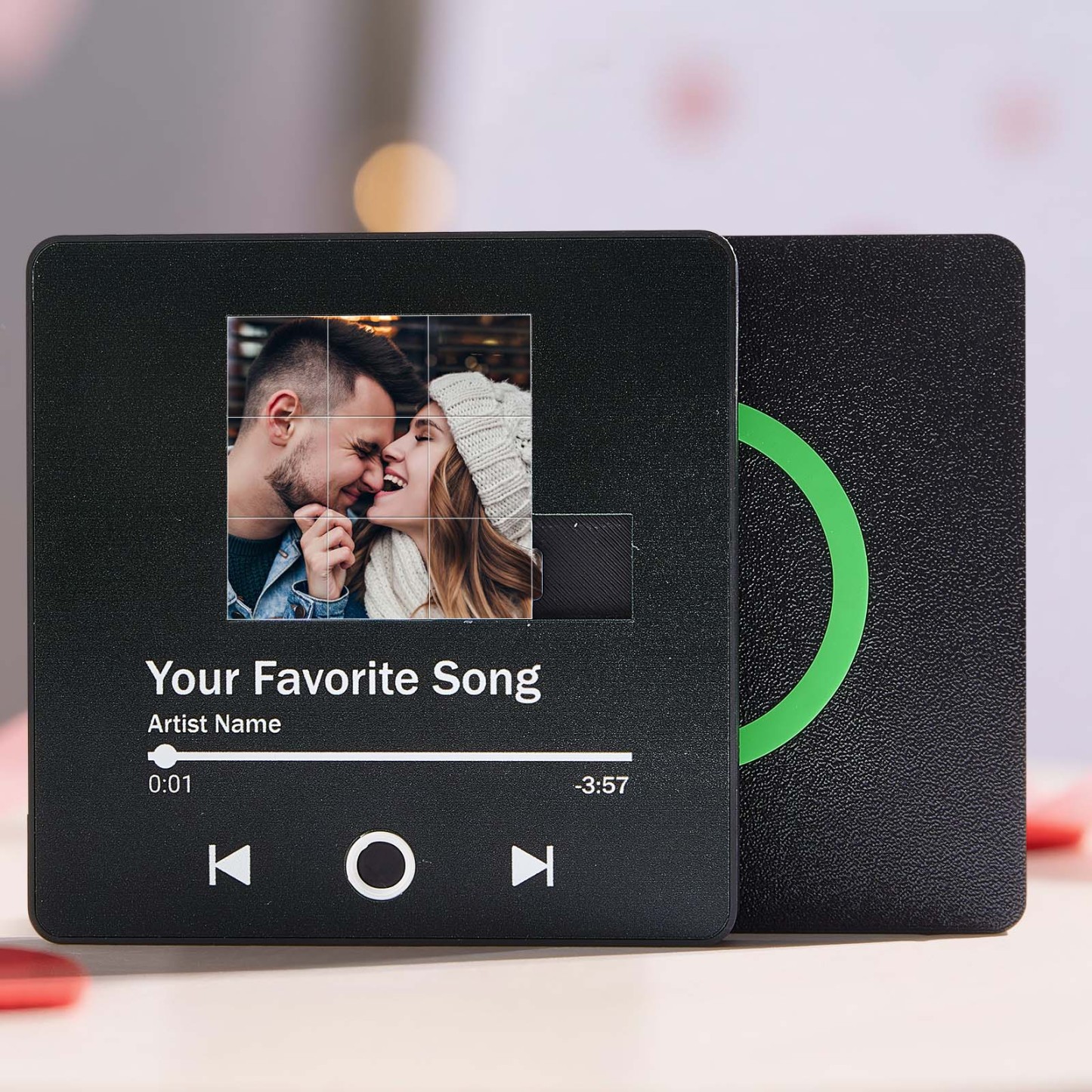 Aimant De Réfrigérateur Musical Puzzle Coulissant Personnalisé, Photo Et Chanson Personnalisées, Cadeau De Noël Idéal Pour Un Couple, La Famille Ou Un Ami - MaPhotocaleconFr