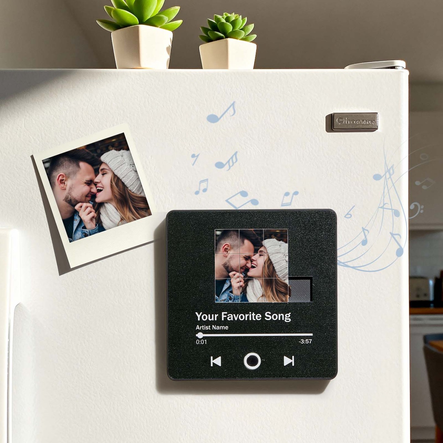Aimant De Réfrigérateur Musical Puzzle Coulissant Personnalisé, Photo Et Chanson Personnalisées, Cadeau De Noël Idéal Pour Un Couple, La Famille Ou Un Ami - MaPhotocaleconFr