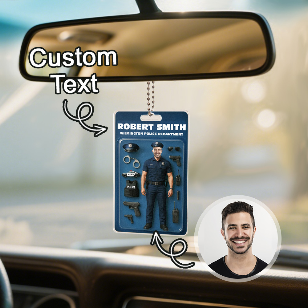 Figurine D'action Personnalisée, Emballage De Tête Personnalisable, Style Boîte À Jouets, Cadeau Artistique, Cintre De Voiture En Acrylique Personnalisé, Cadeau Pour Les Policiers - MaPhotocaleconFr
