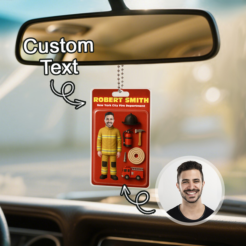 Figurine D'action Personnalisée, Emballage De Tête Personnalisable, Style Boîte À Jouets, Cadeau Artistique, Cintre De Voiture En Acrylique Personnalisé, Cadeau Pour Pompier - MaPhotocaleconFr