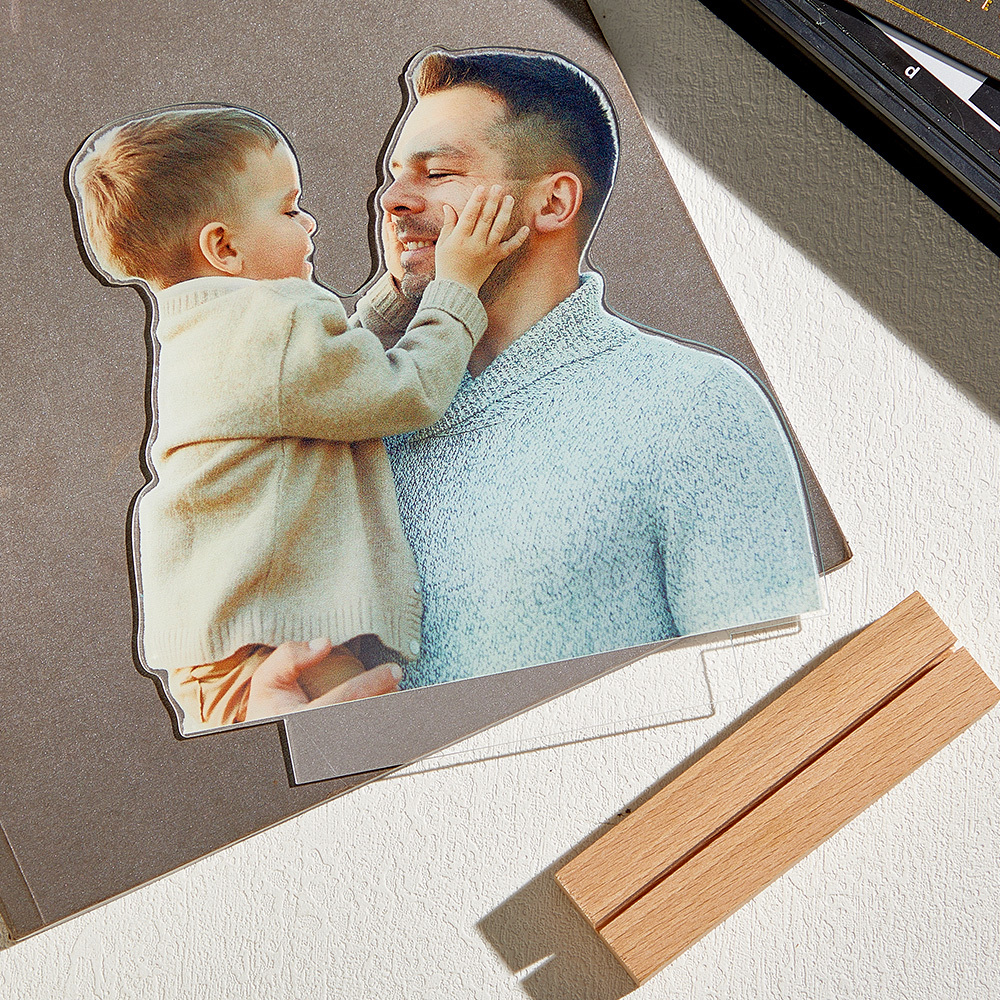 Statuette Photo Personnalisée, Cadeaux Pour Papa, Cadeaux Photo, Cadeau D'anniversaire Pour Lui, Elle, Découpes Photo En Acrylique - MaPhotocaleconFr
