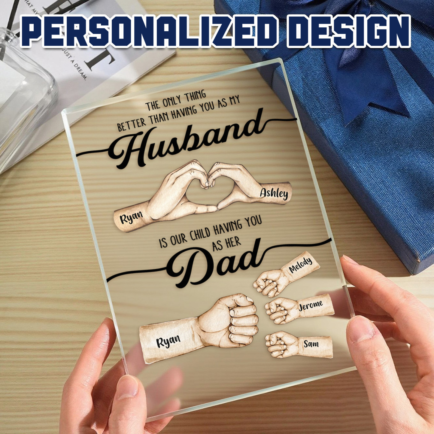 Plaque Acrylique Personnalisée Fist Bump pour Papa-The Only Thing Better Than Having You as My Husband Is Our Kids Having You as Their Dad