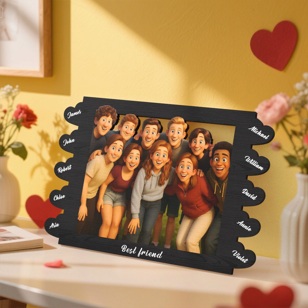 Cadre Photo Personnalisé En Forme De Cœur, Style Dessin Animé Pixar, Idéal Pour Un Anniversaire, Une Fête En Famille Ou Un Cadeau De Noël - MaPhotocaleconFr