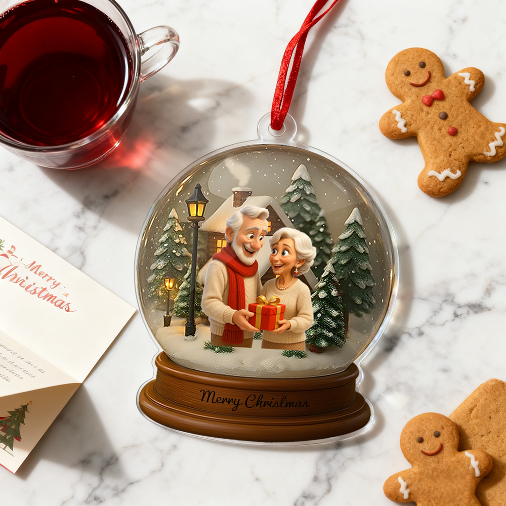 Boule À Neige De Noël Personnalisée Avec Dessin Animé - Cadeau Idéal Pour La Famille, Les Couples Et Les Amoureux