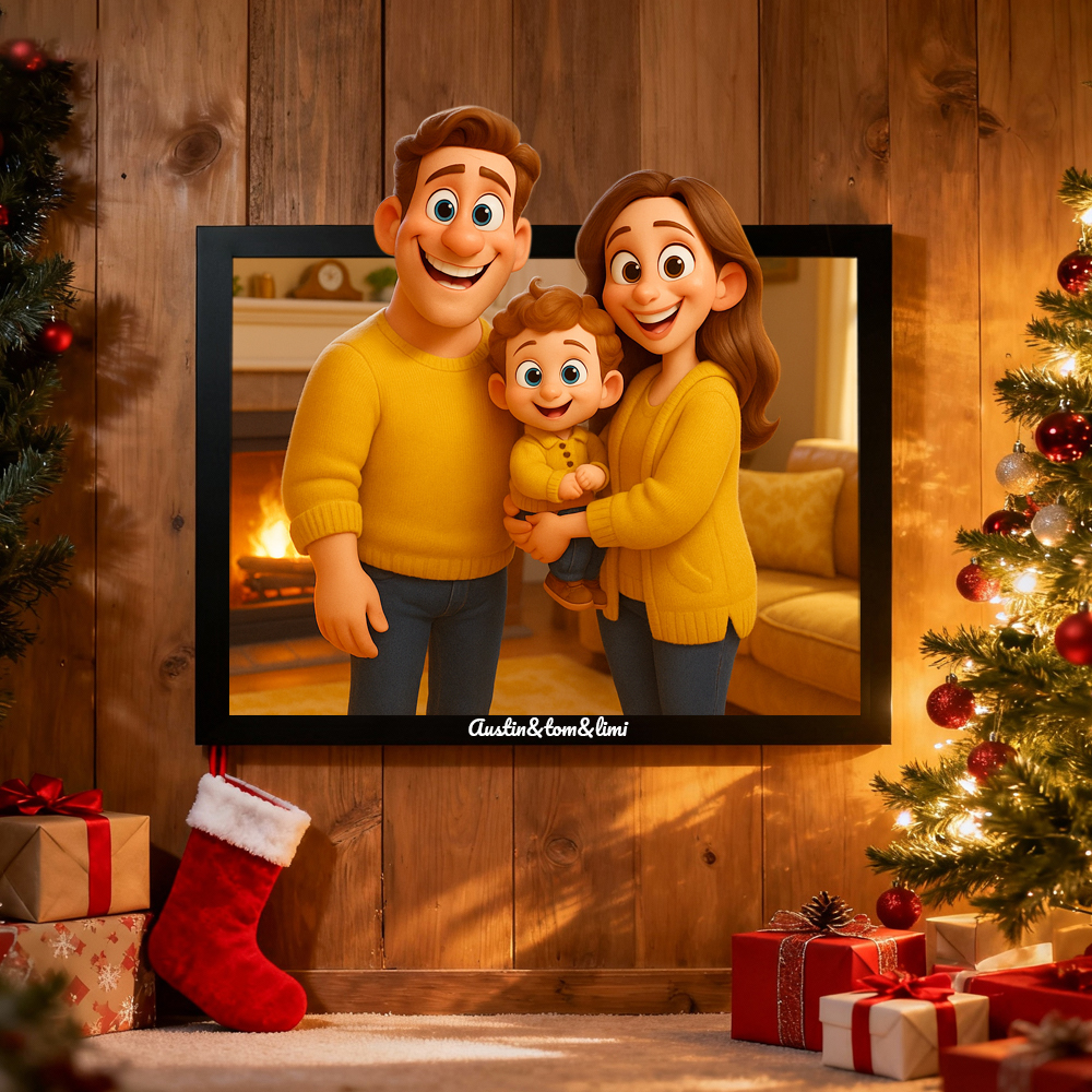 Cadre Photo Personnalisé Style Dessin Animé, Illustration Unique À Partir De Votre Photo. Cadeau Idéal Pour Les Couples, La Famille Et Les Amis. - MaPhotocaleconFr