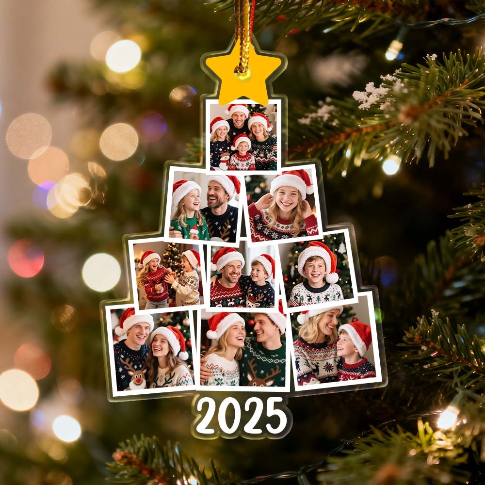 Décoration De Noël Personnalisée Avec Photo De Famille, En Acrylique, En Forme De Sapin De Noël, Cadeau Idéal Pour Les Membres De La Famille.