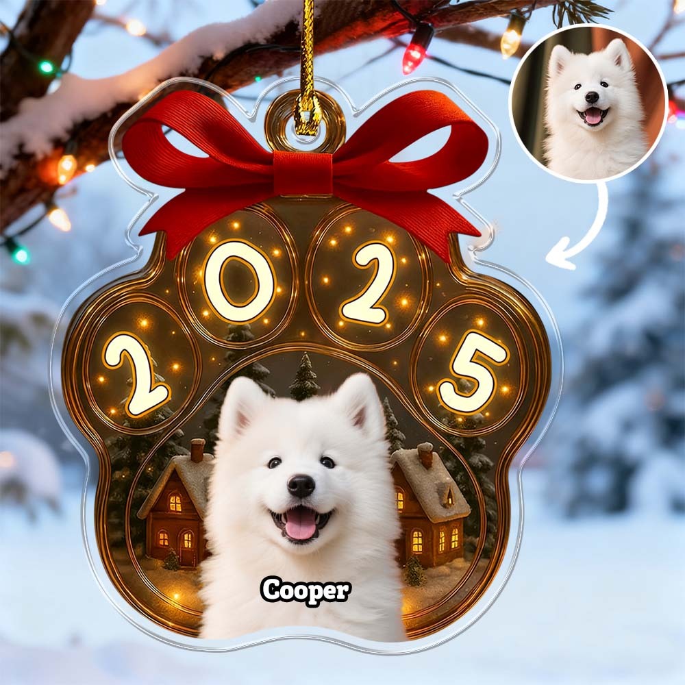 Ornement De Noël En Acrylique Personnalisé Avec Photo D'animal De Compagnie Mignon