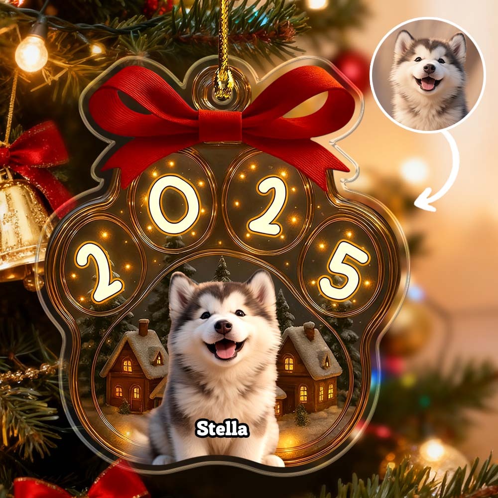 Ornement De Noël En Acrylique Personnalisé Avec Photo D'animal De Compagnie Mignon