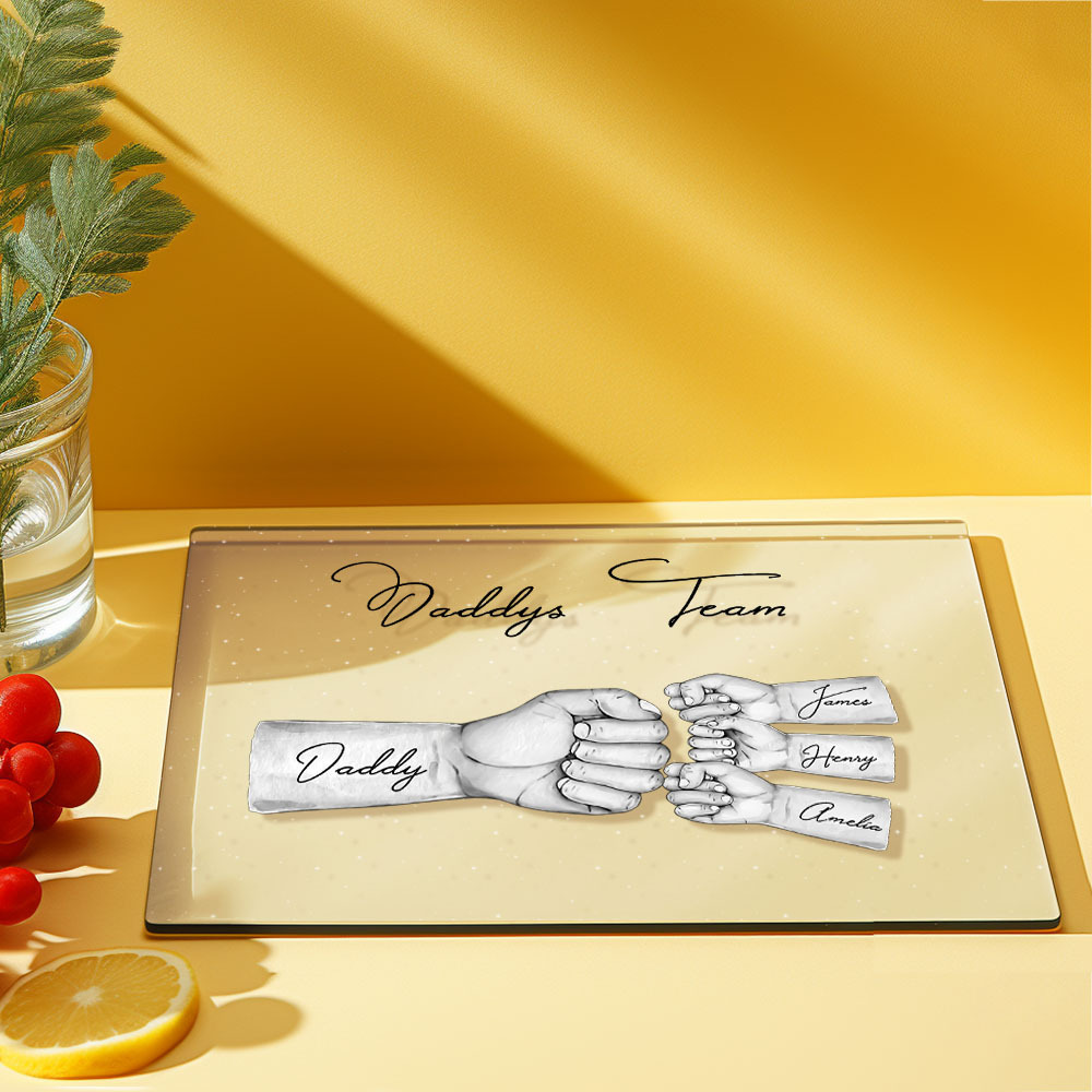 Plaque Personnalisée Personnalisée « fist Bump » De L'équipe De Papa, Cadeau Pour La Fête Des Pères - MaPhotocaleconFr