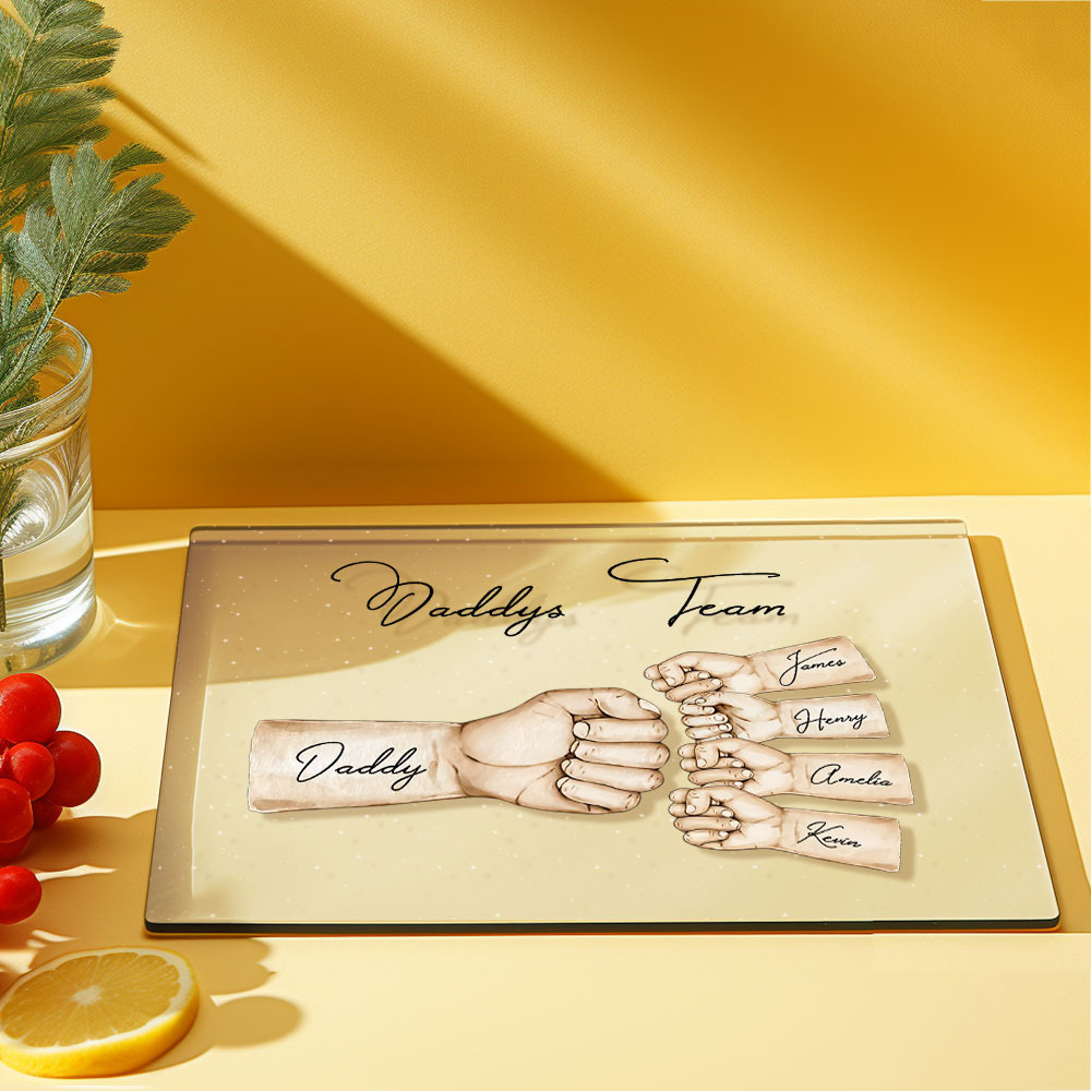 Plaque Personnalisée Personnalisée « fist Bump » De L'équipe De Papa, Cadeau Pour La Fête Des Pères - MaPhotocaleconFr