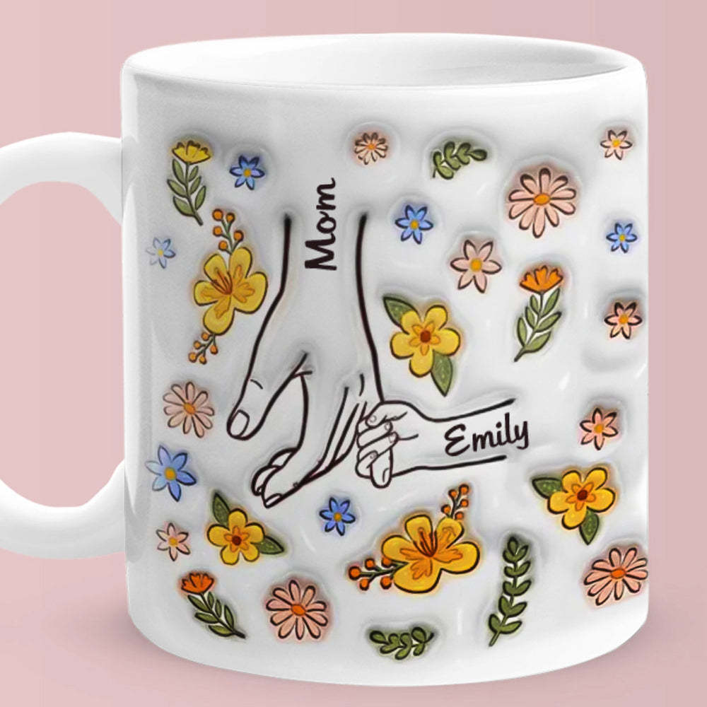 Tasse Imprimée Personnalisée À Effet Gonflé En 3d, Vous Tenez Nos Mains Et Notre Cœur, Cadeau Pour Maman Grand-mère