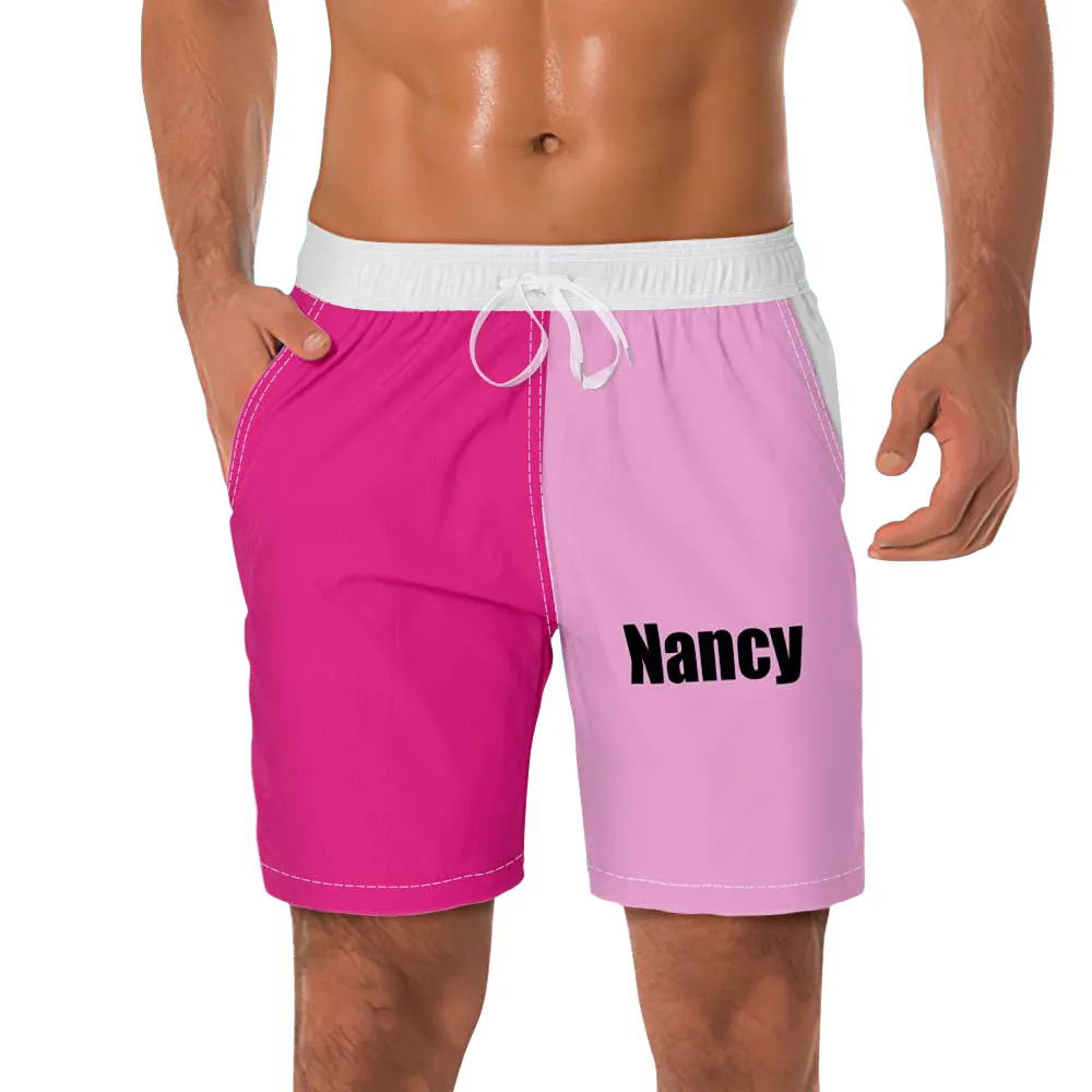 Short De Plage Pour Homme Personnalisé Nom Personnalisé Maillot De Bain-Couleur Contrastée