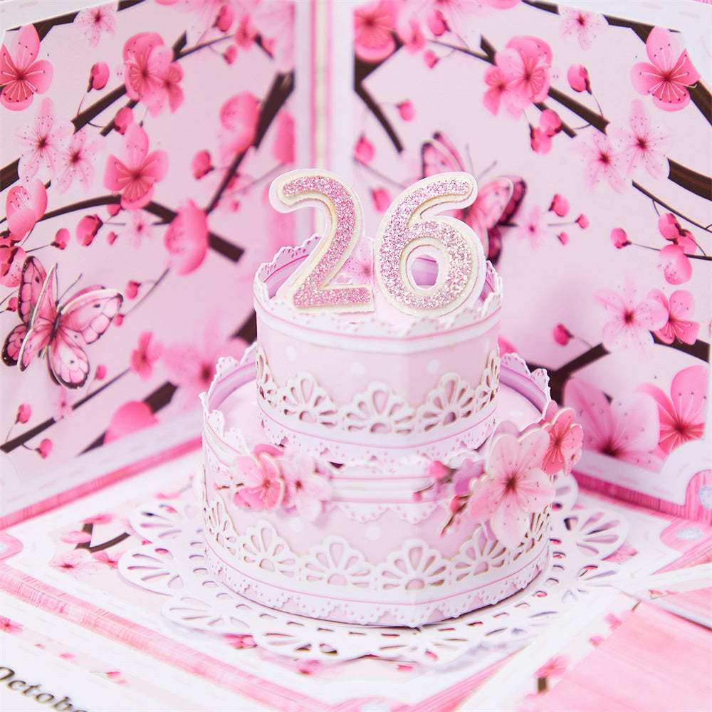 Boîte Surprise Explosive D'anniversaire Personnalisée, Carte De Vœux Pop-up 3d Avec Fleurs De Cerisier Personnalisées - MaPhotocaleconFr