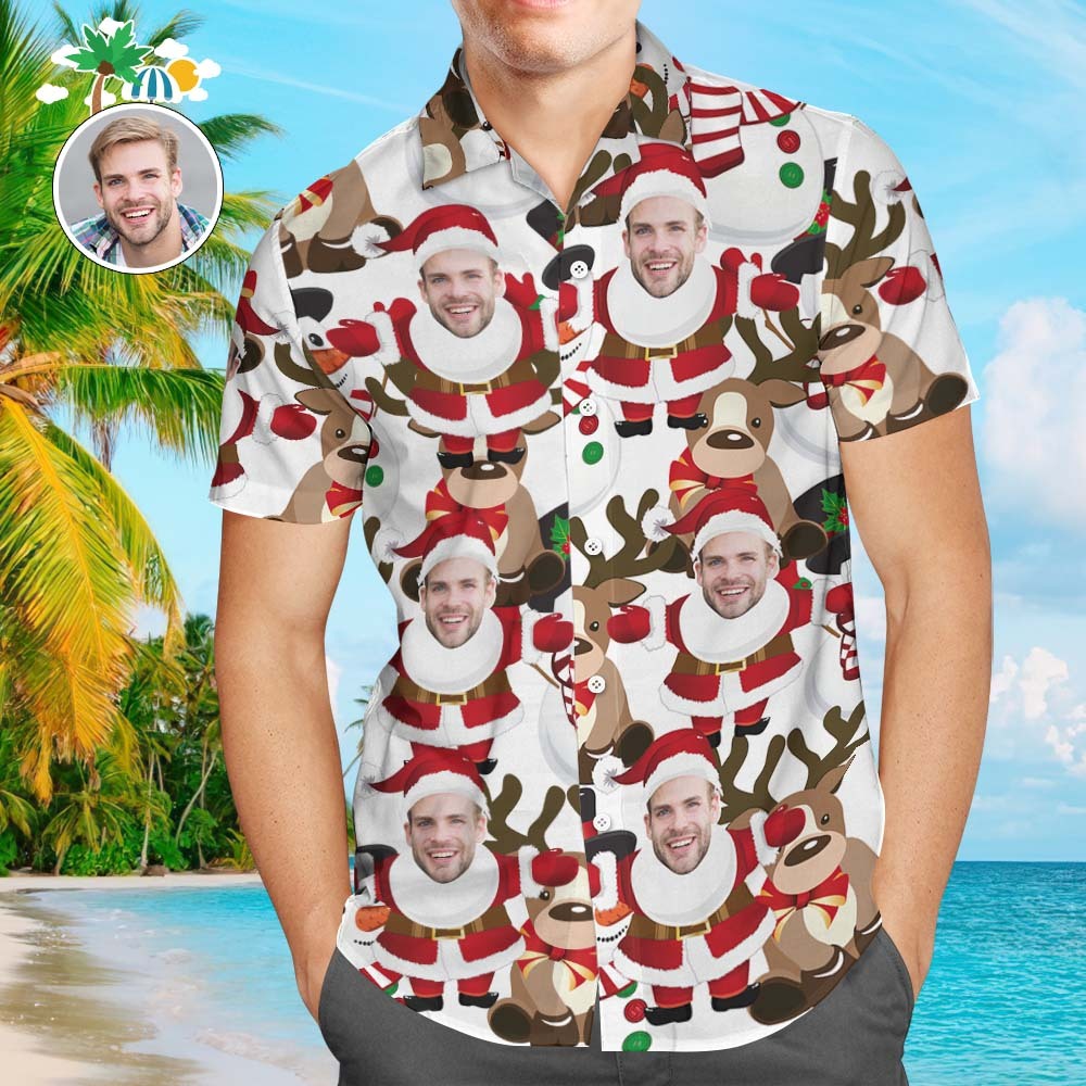 Chemises Hawaïennes Personnalisées Pour Hommes, Fête Du Père Noël, Cadeau De Noël - MaPhotocaleconFr