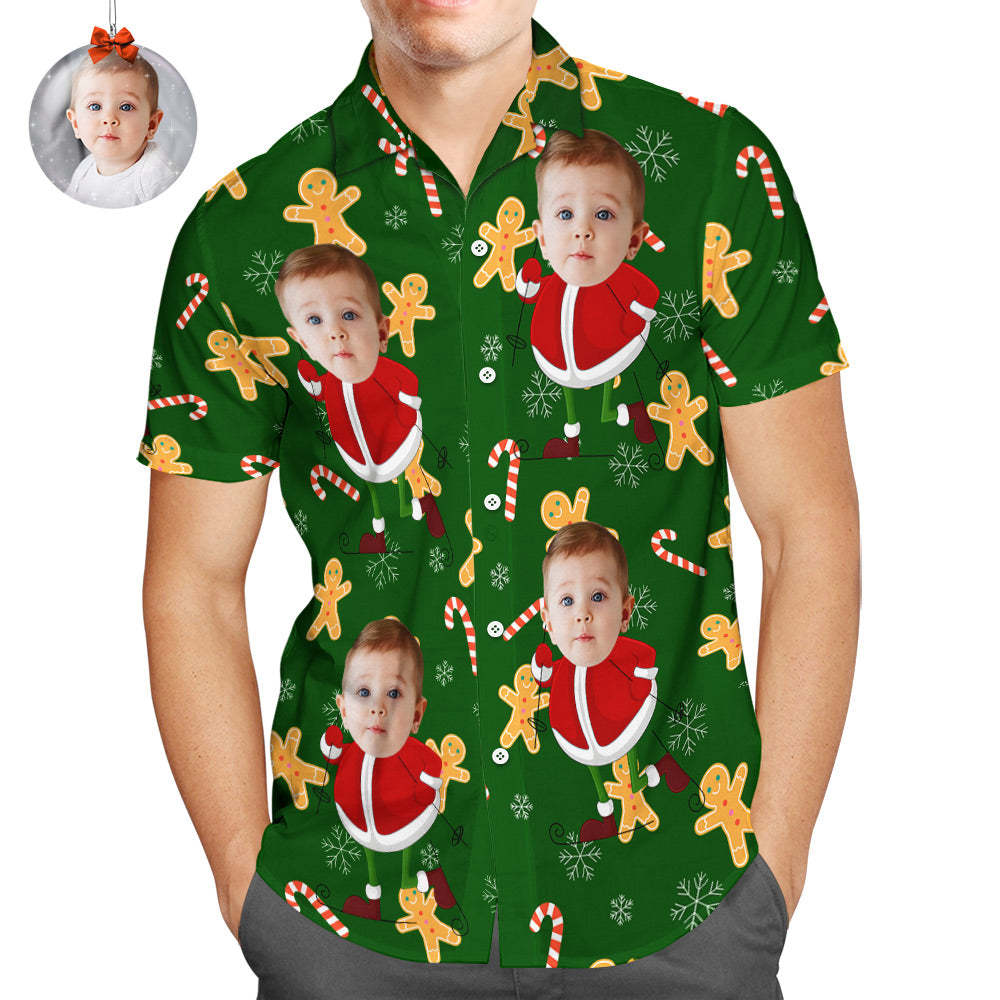 Chemises Hawaïennes Personnalisées Avec Visage Drôle, Chemises De Joyeux Noël, Cadeau De Père Noël - MaPhotocaleconFr