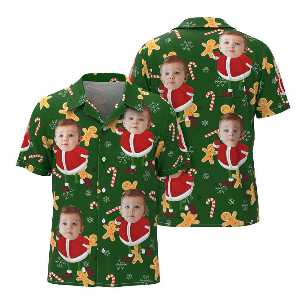 Chemises Hawaïennes Personnalisées Avec Visage Drôle, Chemises De Joyeux Noël, Cadeau De Père Noël - MaPhotocaleconFr