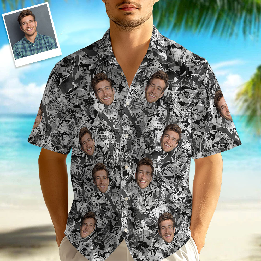 Chemise Hawaïenne Pour Hommes Avec Visage Personnalisé, Cadeaux Pour Hommes - MaPhotocaleconFr