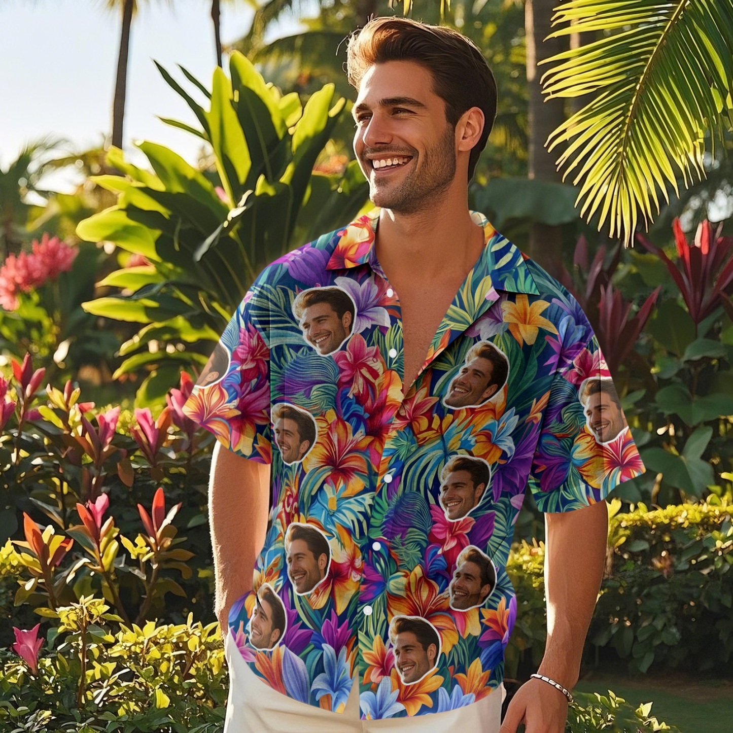 Chemises Hawaïennes Personnalisées À Motifs Floraux Et Feuilles, Style Peinture À L'huile, Parfaites Pour Les Vacances D'été, Vêtements Et Cadeaux Pour Hommes - MaPhotocaleconFr