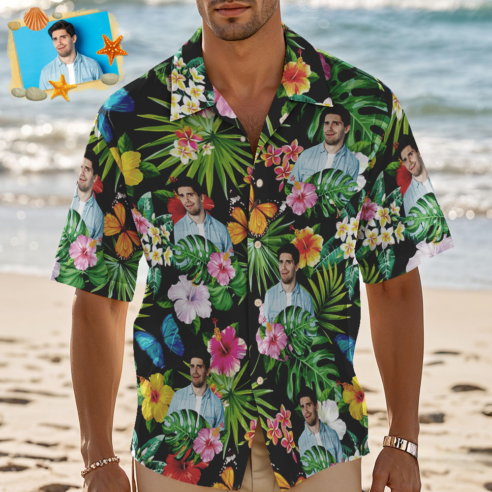 Chemise Hawaïenne Personnalisée Avec Photo De Chien Et Chat Pour Voyage